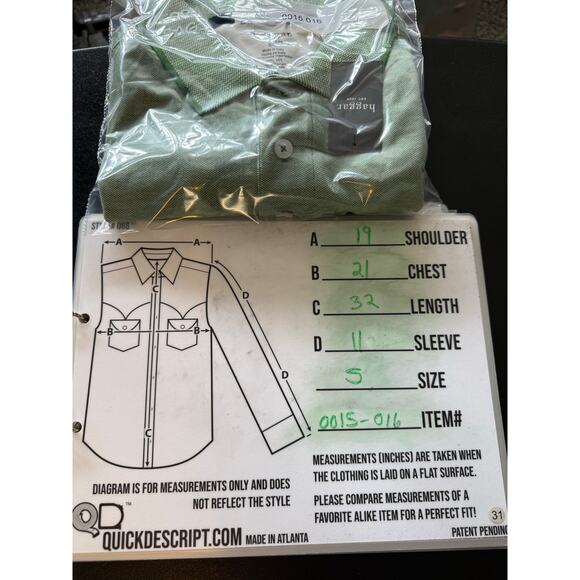 Haggar Men's Green Spread Collar Short Sleeve Button Up Polo Shirt Size S - Picture 6 of 7